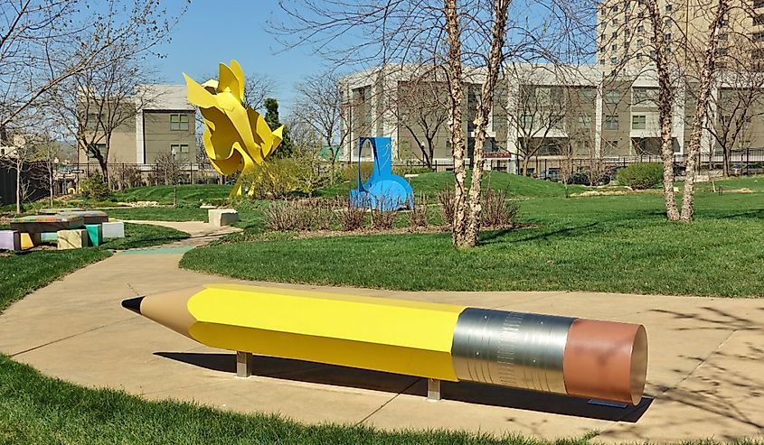 View of the landmark Joslyn Art Museum located in Omaha, Nebraska, United States.