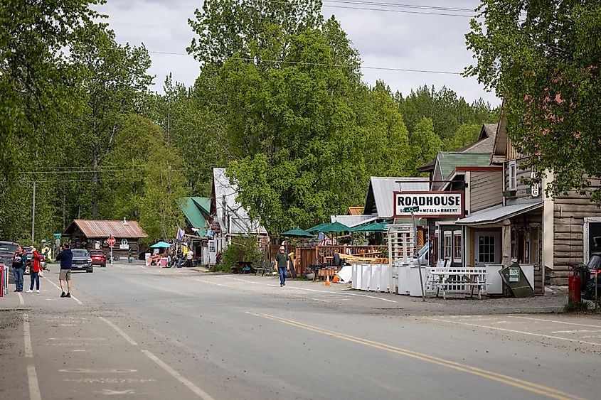 The charming downtown area of Talkeetna, Alaska. 