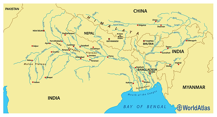 Rivers Entering Bay Of Bengal 