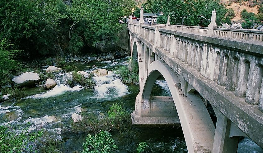 A historic bridge over the river, Three Rivers, California