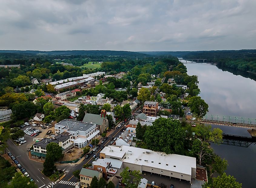 Aerial view of New Hope, Pennsylvania.