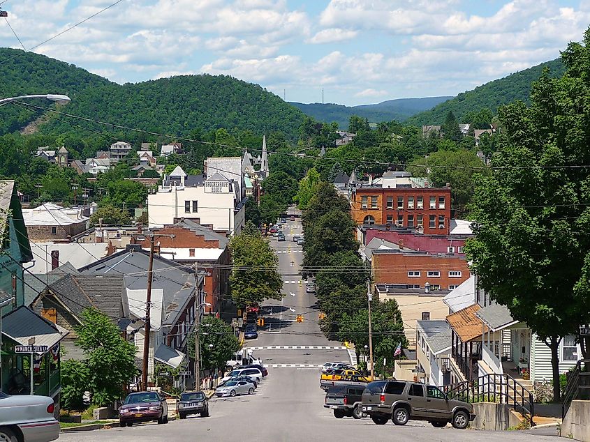 Looking down Allegheny Street from Reservoir Hill in Bellefonte, Pennsylvania
