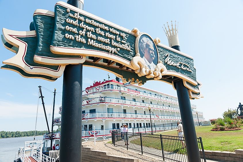 American Eagle, paddlewheel riverboat, docked at Hannibal, Missouri.