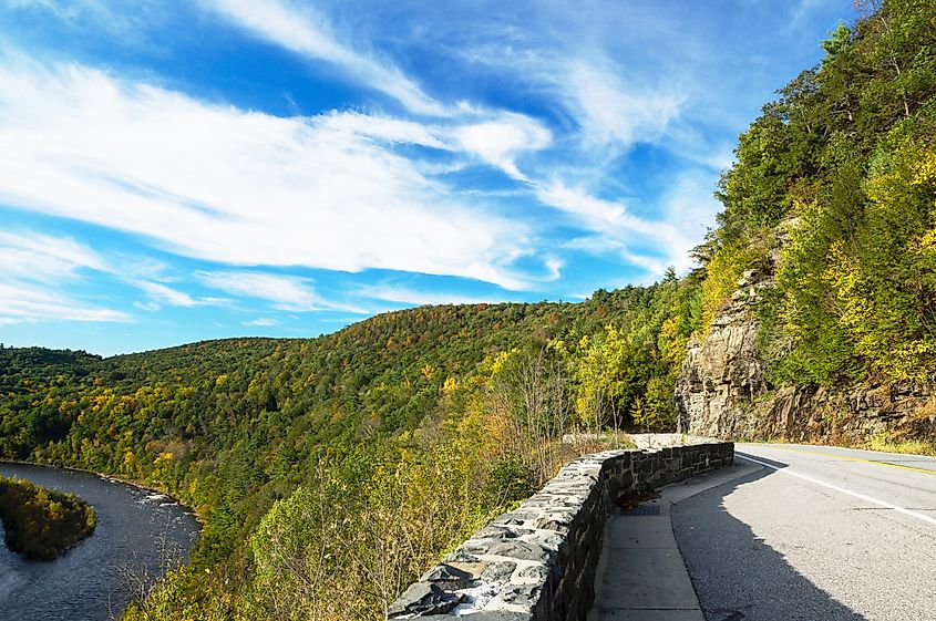 Autumn Curves at the Hawk's Nest Drive along the Delaware River near Port Jervis, New York.