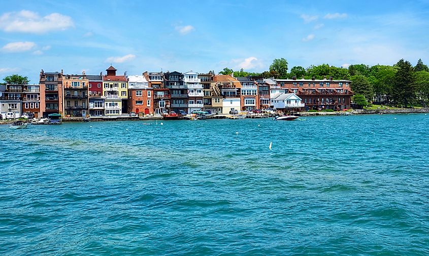 Lakefront homes in Skaneateles, New York.