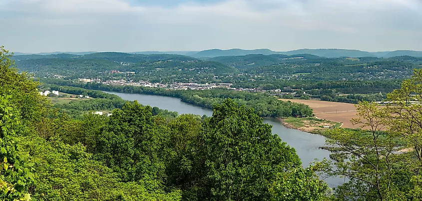 A view of Williamsport, Pennsylvania from a mountain lookout