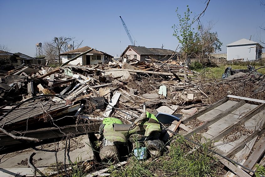 Destruction left behind by Hurricane Katrina in New Orleans.