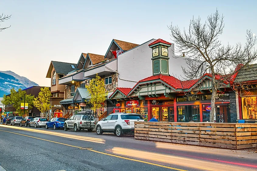 The streets of downtown Canmore, Alberta, Canada.