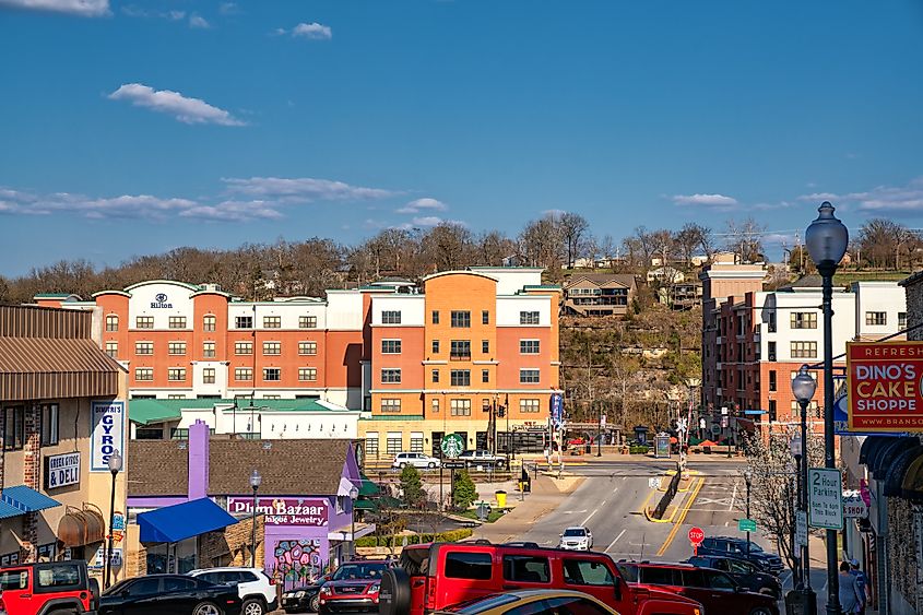 Downtown Branson, Missouri, in spring.