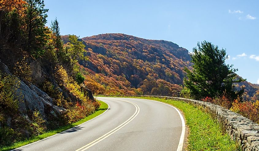 The Skyline Drive at Shenandoah National Park along the Blue Ridge Mountains in Virginia.