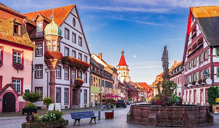 Downtown street in Gengenbach, Germany.