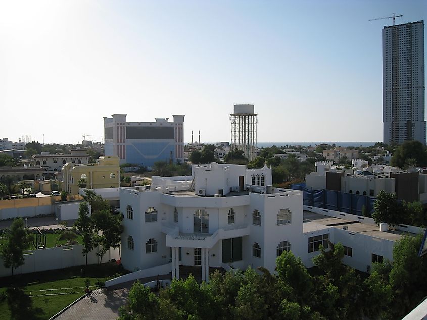 Aerial view of Ajman, United Arab Emirates.