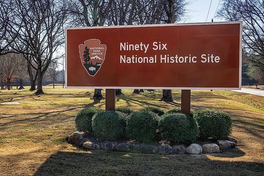 Entrance to the Ninety Six National Historic Site in Ninety Six, South Carolina.