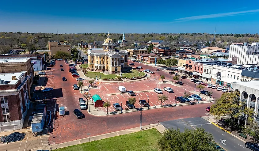 Aerial view of Marshall Town Square.