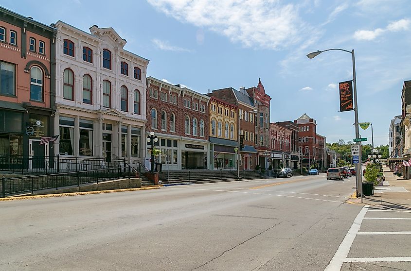 Historic commercial buildings in downtown Winchester, Kentucky.