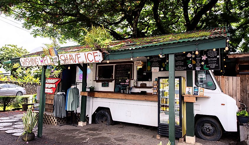 Wishing Well, a store selling shave ice in the center of the beautiful town of Hanalei