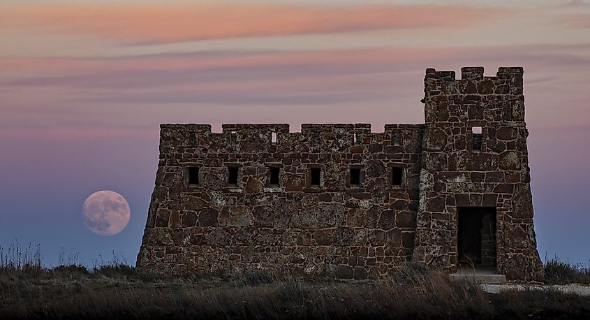 Super Moon Rising Near Coronado Heights Castle.