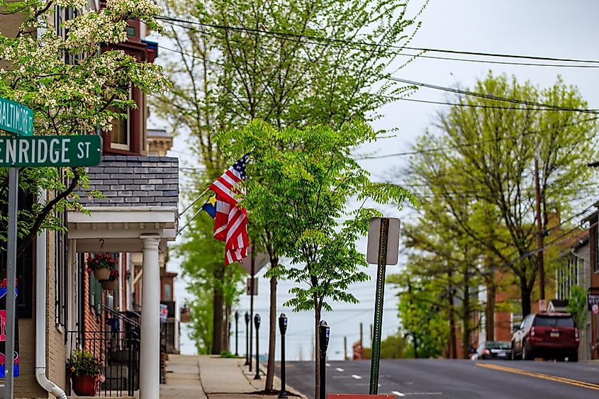 Spring on the streets of Gettysburg, Pennsylvania