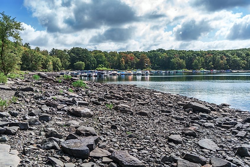 View of Lake Wallenpaupack in Hawley, Pennsylvania.