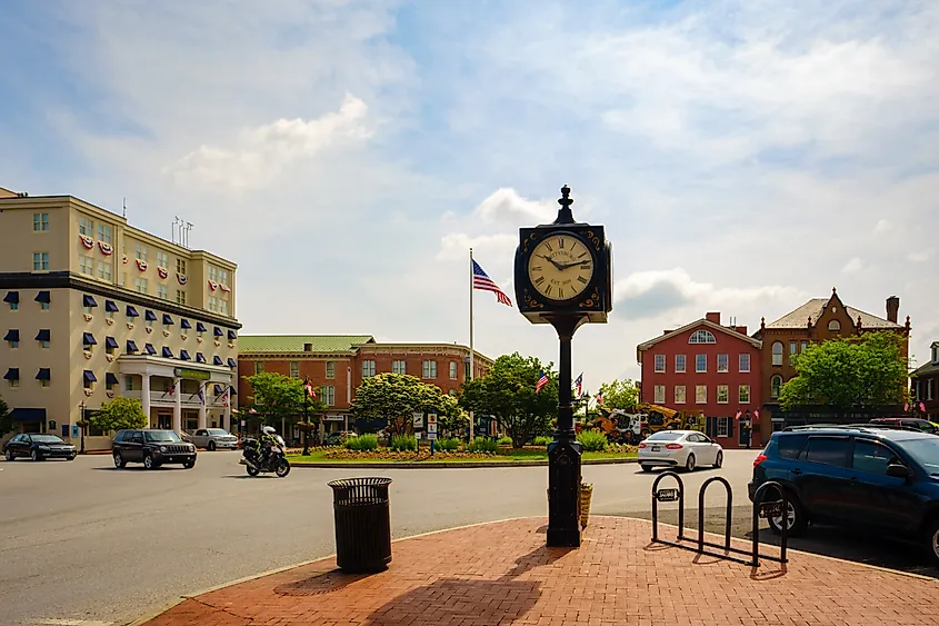 The town square in Gettysburg, Pennsylvania.