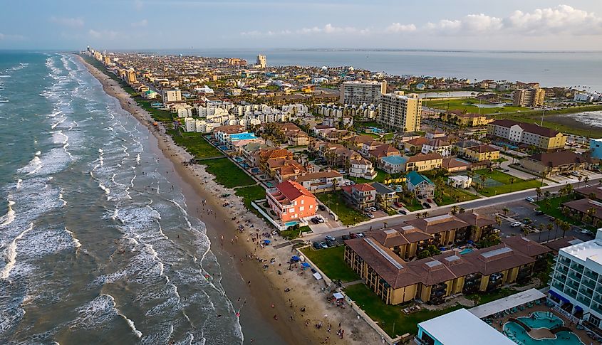 Summer beach travel destination South Padre Island Beach, Texas.