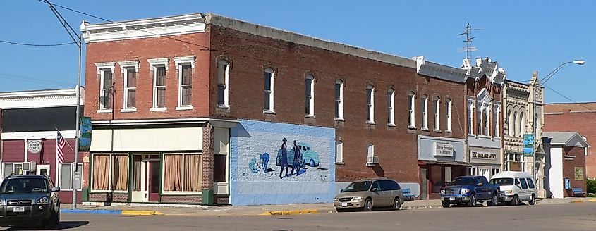 Downtown street in Ponca, Nebraska.