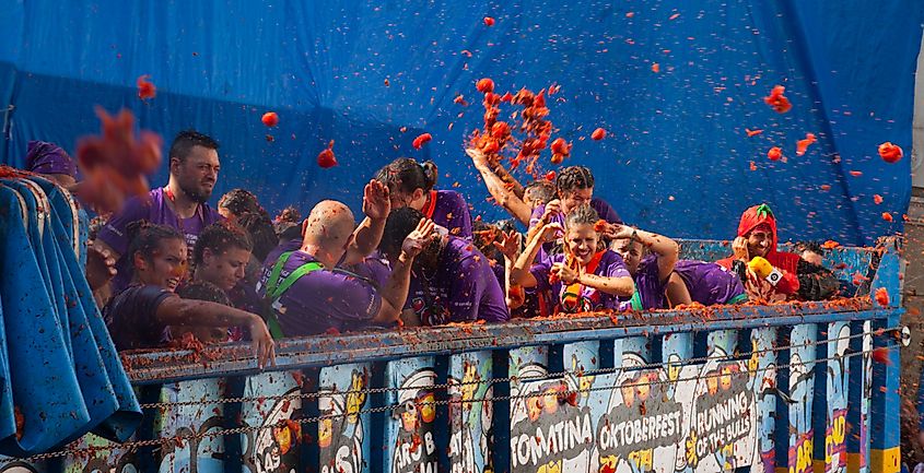 People during La Tomatina festival. Editorial credit: BearFotos / Shutterstock.com