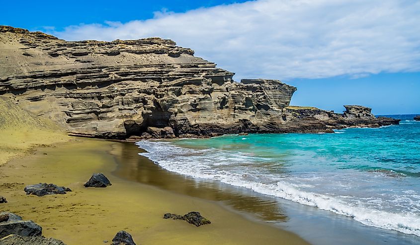 Hawaii Green sand beach (Papakōlea) the must-see beach of Big Island