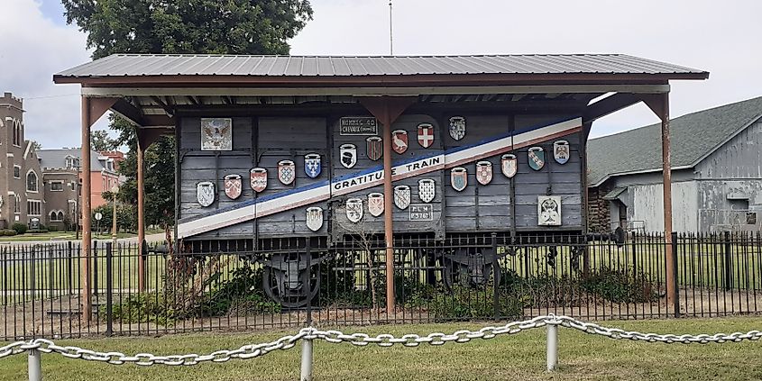 World War I-era "merci train" boxcar in Helena-West Helena, Arkansas.