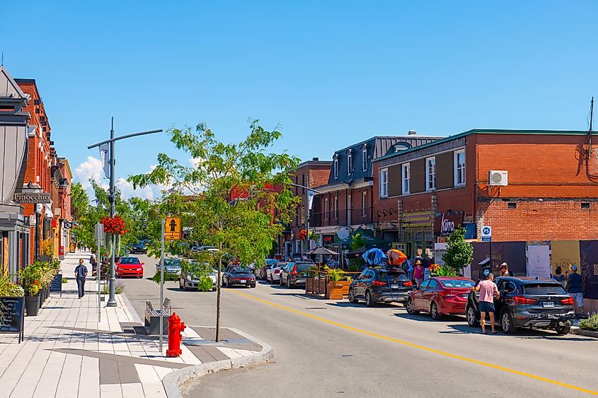 Historic commercial buildings on Rue Principale O Street in downtown Magog, Quebec.  Wangkun Jia / Shutterstock.com