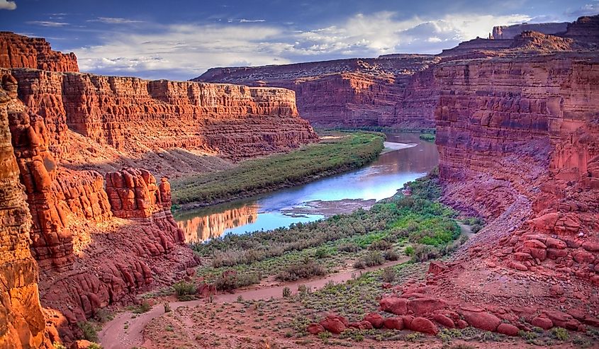 The Colorado River runs through Canyonlands National Park near the city of Moab, Utah