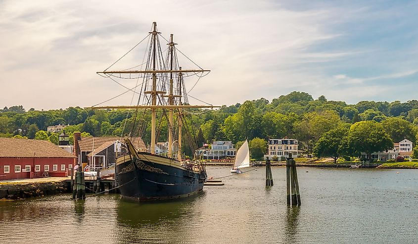 Mystic Seaport, outdoor recreated 19th century village and educational maritime museum in Mystic, Connecticut.