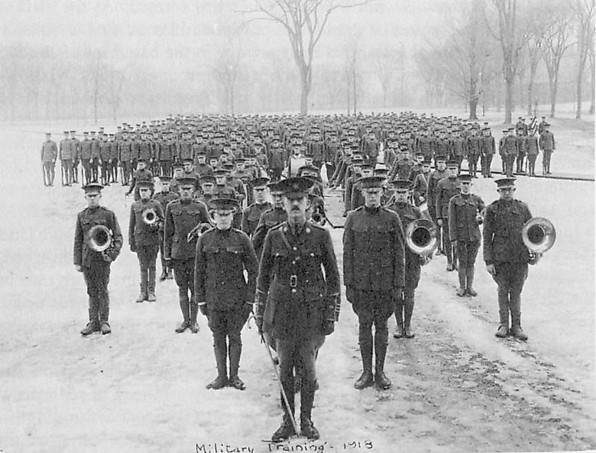 Andover Battalion cadets training at Phillips Academy, 1918.