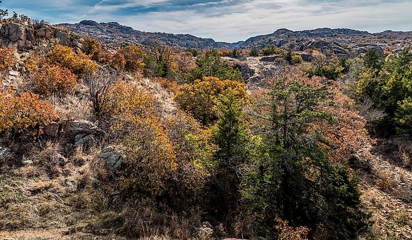 Beautiful landscape in Wichita Mountains Wildlife Refuge, not far away from Lawton in Oklahoma, United States of America.