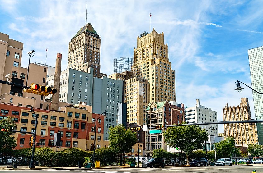 Skyline of Downtown Newark in New Jersey,