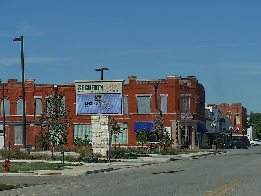 Brick buildings in Hugo, Oklahoma.