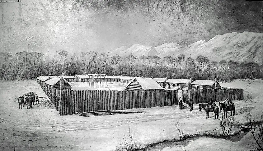 Fort Utah, the first settlement of white people in Provo, Utah.