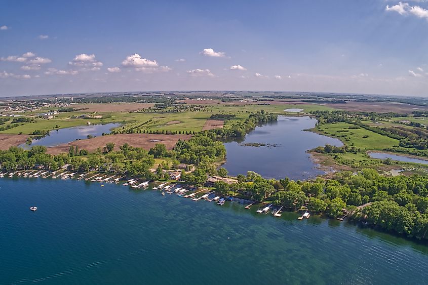 Aerial view of Lake Okoboji in Iowa.