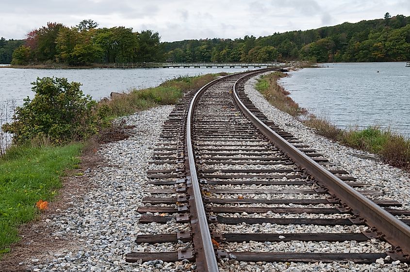 Rail line across the Sheepscot River in Wicasset, Maine