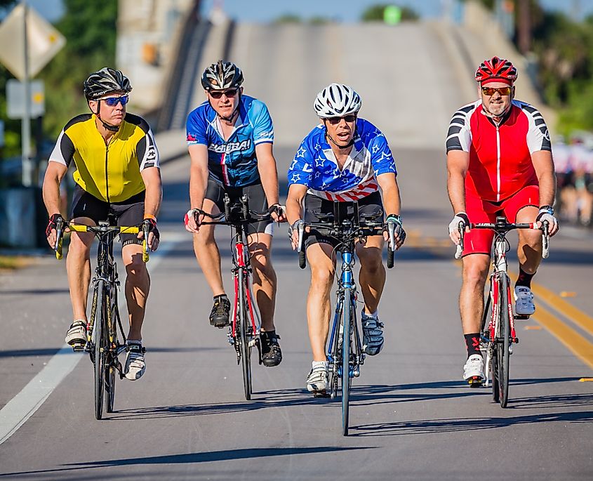 Cyclists in Venice, Florida.