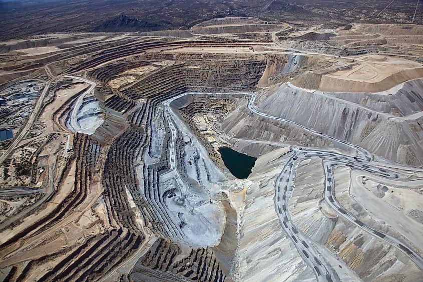 Aerial view of Open Pit Copper Mine near Green Valley, Arizona