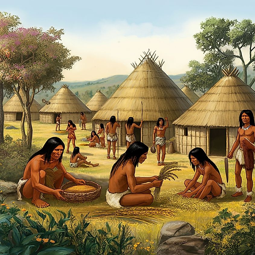 Artist depiction of Pre-Pottery Neolithic population in the americas