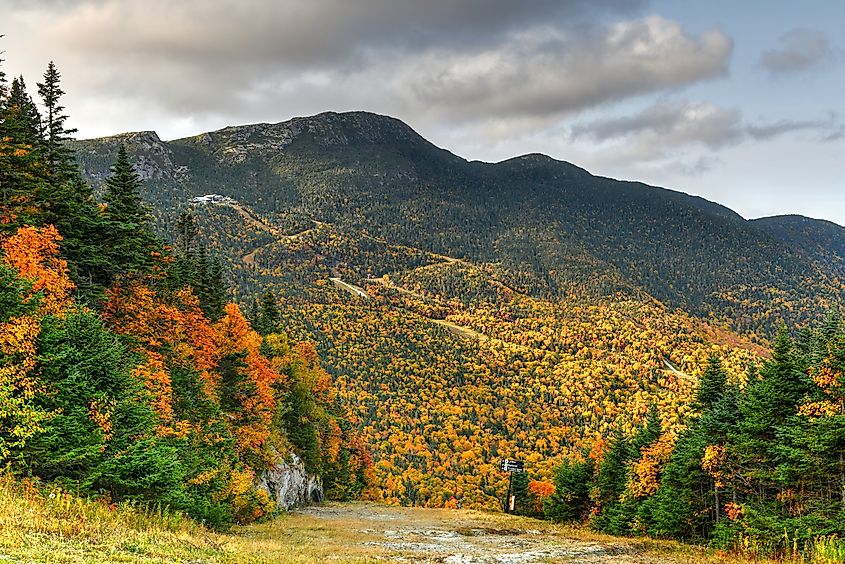 Fall colors in Mount Mansfield in Vermont.