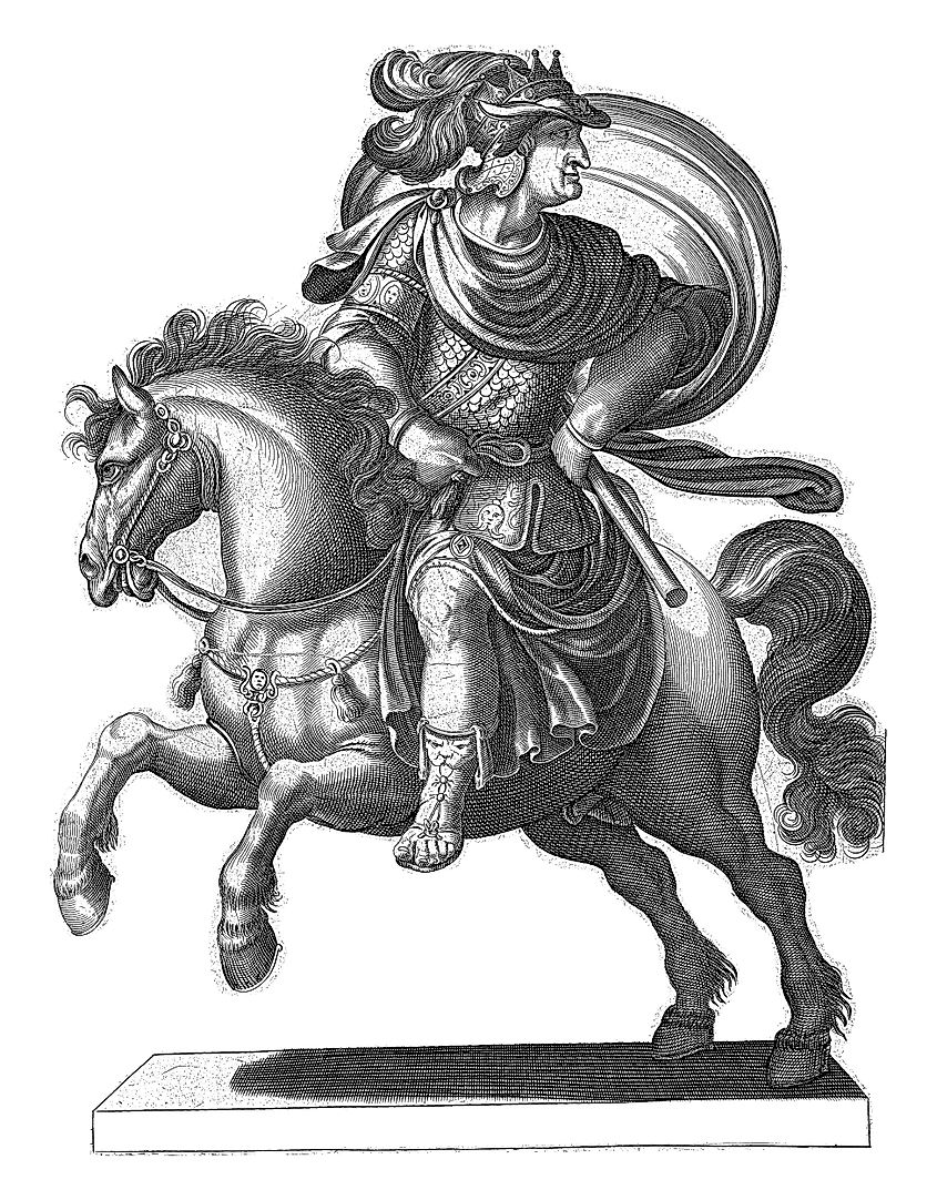 Illustration of Emperor Vespasian on horseback