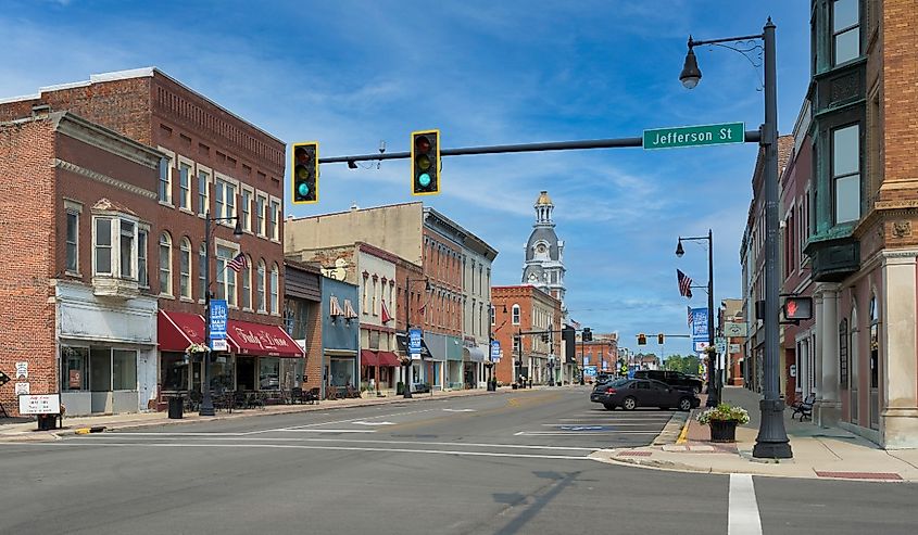 Main Street from Jefferson Street in downtown Van Wert, Ohio