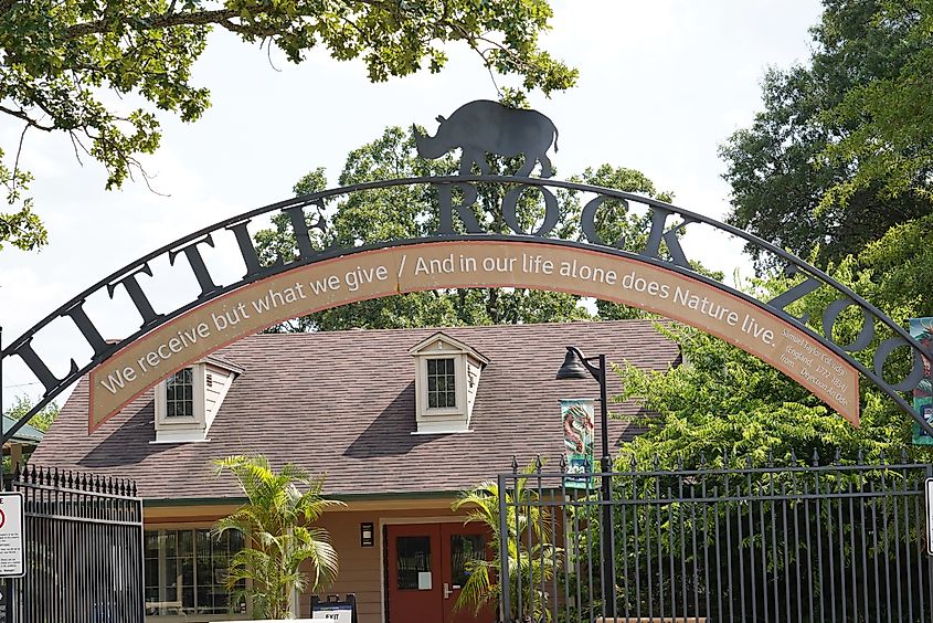 Entrance gate of the Little Rock Zoo in Little Rock, Arkansas