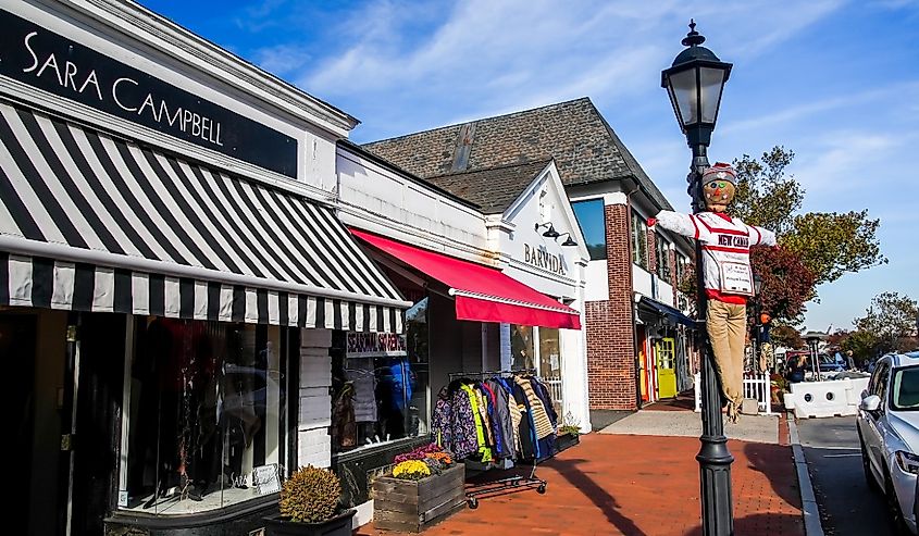 Walkway with storefronts in New Canaan, Connecticut. Image credit Miro Vrlik Photography via Shutterstock