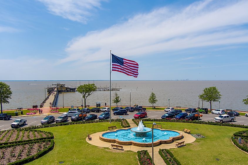 Fairhope Municipal Pier is pictured from above in Fairhope, Alabama.