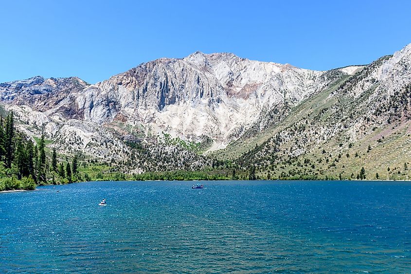 Scenic summer view of Convict Lake surrounded by Sierra Nevada Mountains in Mono Lake County, California