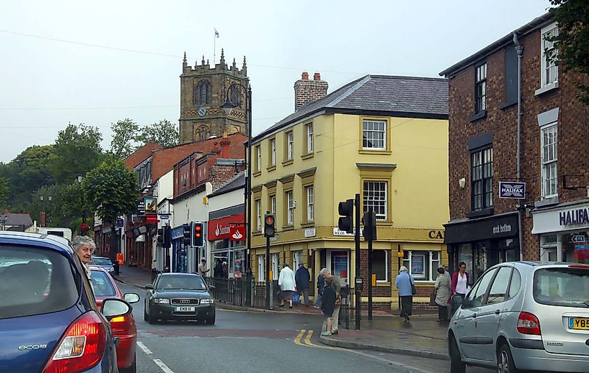 High Street in Mold, Wales.